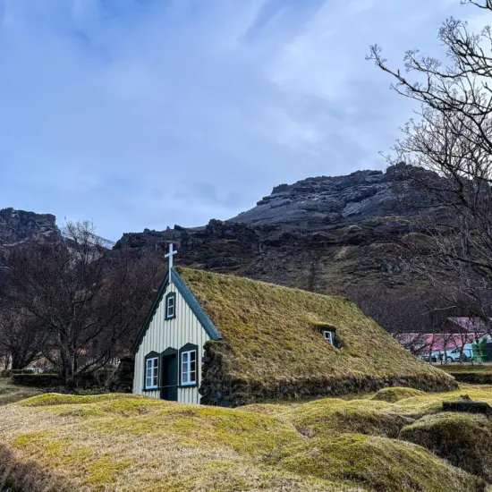 Hofskirkja turf church in Iceland