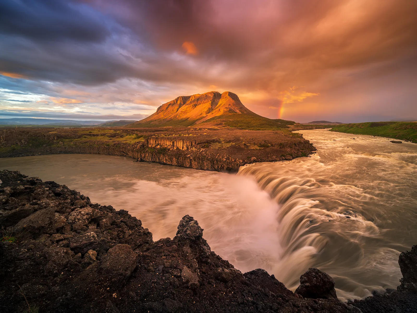 Thjofafoss waterfall on the Merkurhraun lava fields in the south of Iceland Thjofafoss waterfall on the Merkurhraun lava fields in the south of Iceland