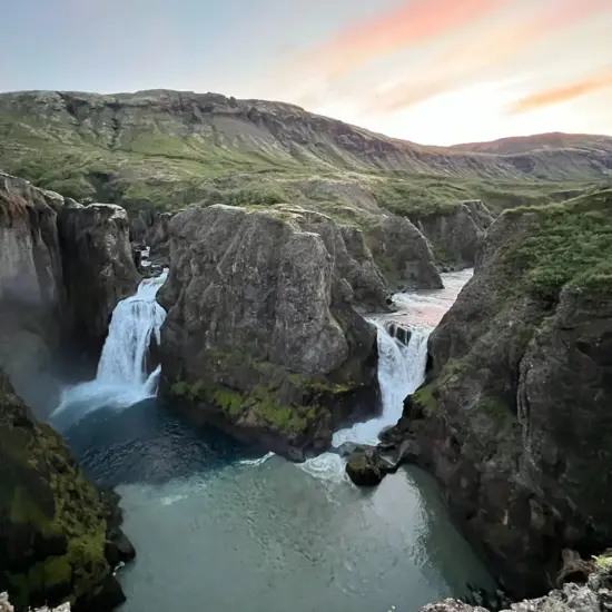Tvílitahylur and Núpstaðaskógur waterfalls in Skaftafell National Park